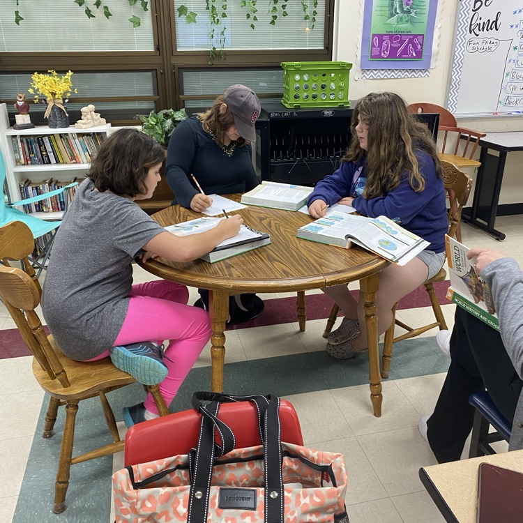 Students in Mrs. Patrick's room worked with partners to answer some geography questions.