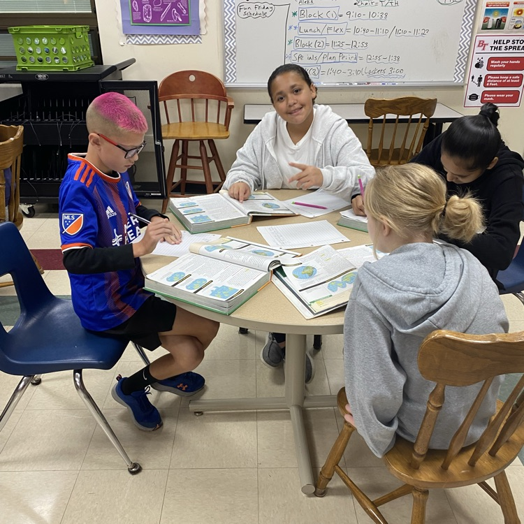 Students in Mrs. Patrick's room worked with partners to answer some geography questions.