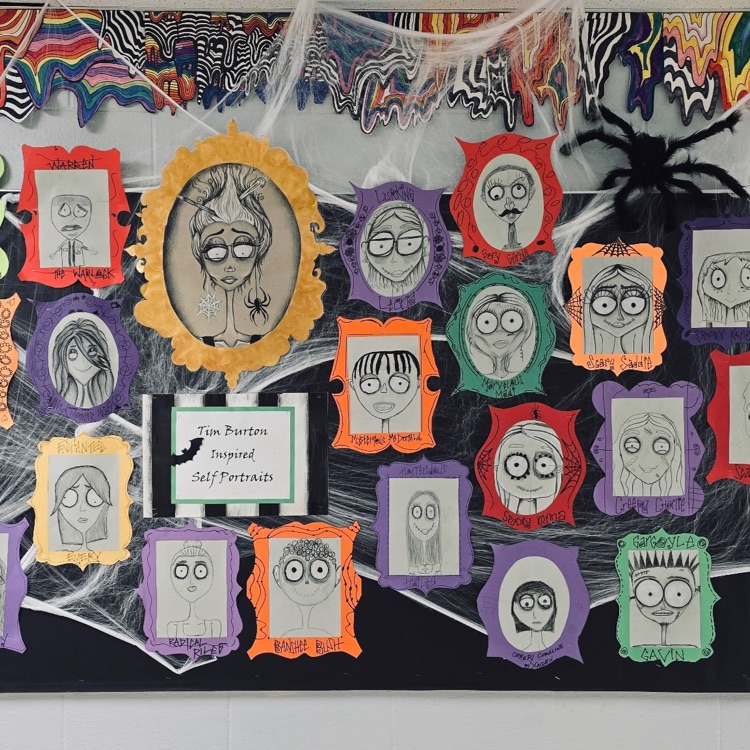 6th grade Art students completed their Tim Burton inspired self portraits and they are Fright-tastic!!!
