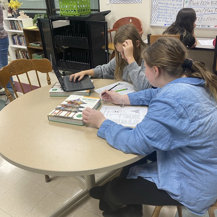 Students in Mrs. Patrick’s classroom are researching information about the three different branches of government.