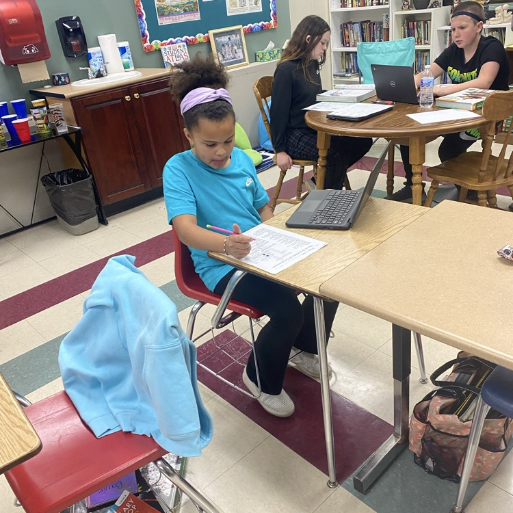 Students in Mrs. Patrick’s classroom are researching information about the three different branches of government.