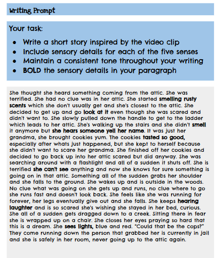 Students in Mrs. Starline’s class explored tone and sensory details by using a video clip as inspiration to craft their own spooky stories! 👻✍️