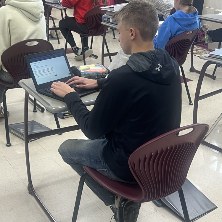 Students are working on replacing existing verbs with more specific, stronger verbs while in Ms. Kincer’s 8th grade ELA class.