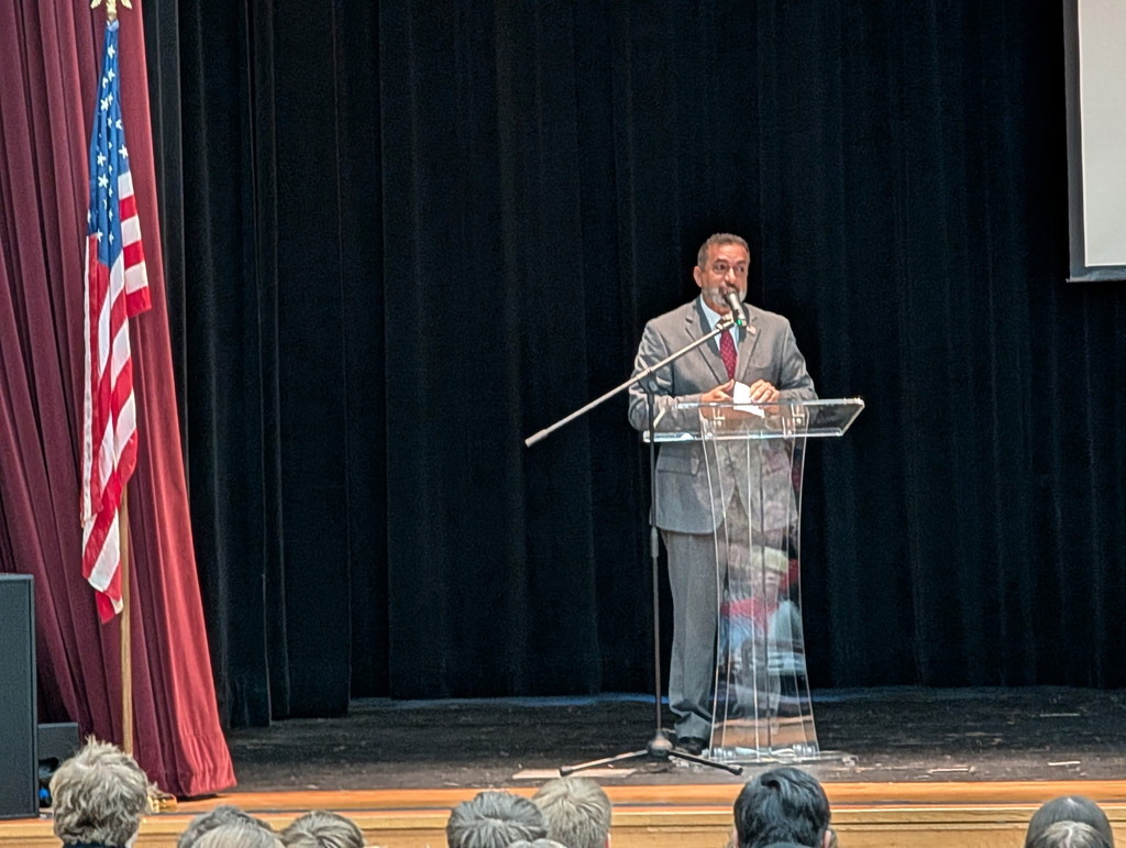 Clyde W. Jones Jr a veteran during his presentation at BTHS.