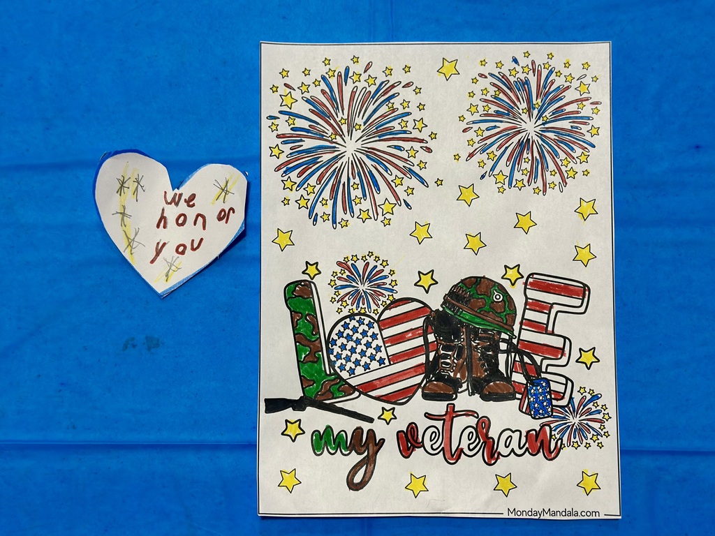 Students made greeting cards for each veteran who attended our Veterans Day ceremony.