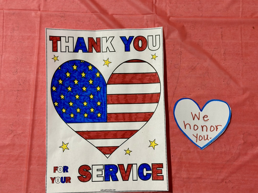 Students made greeting cards for each veteran who attended our Veterans Day ceremony.