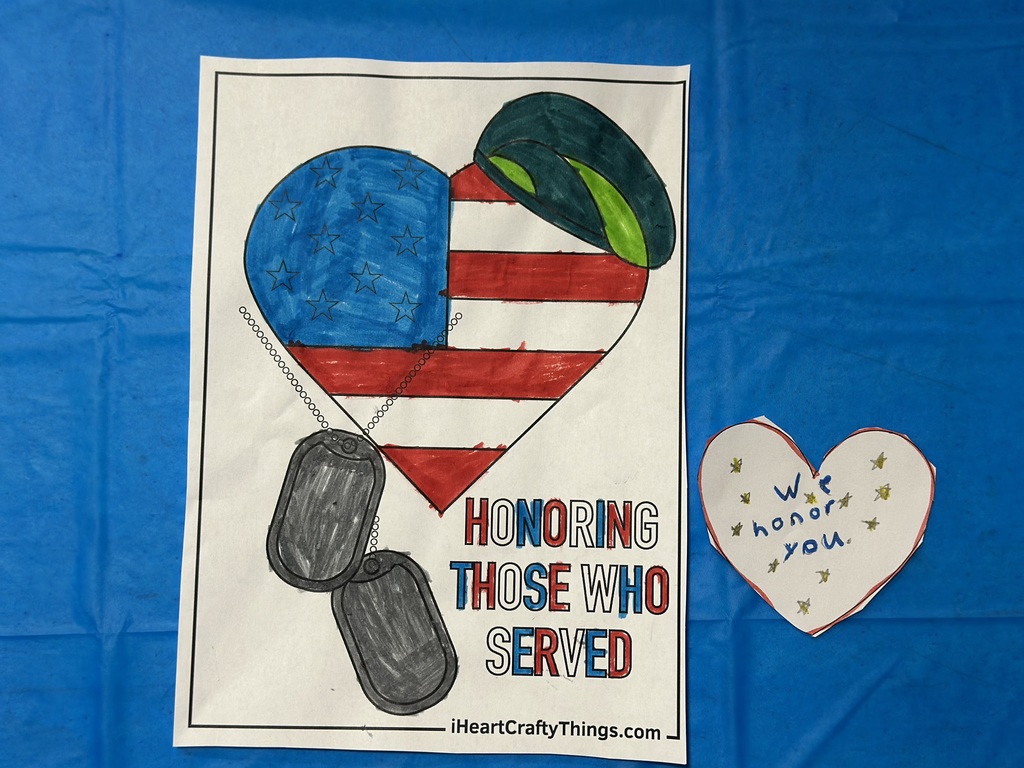 Students made greeting cards for each veteran who attended our Veterans Day ceremony.