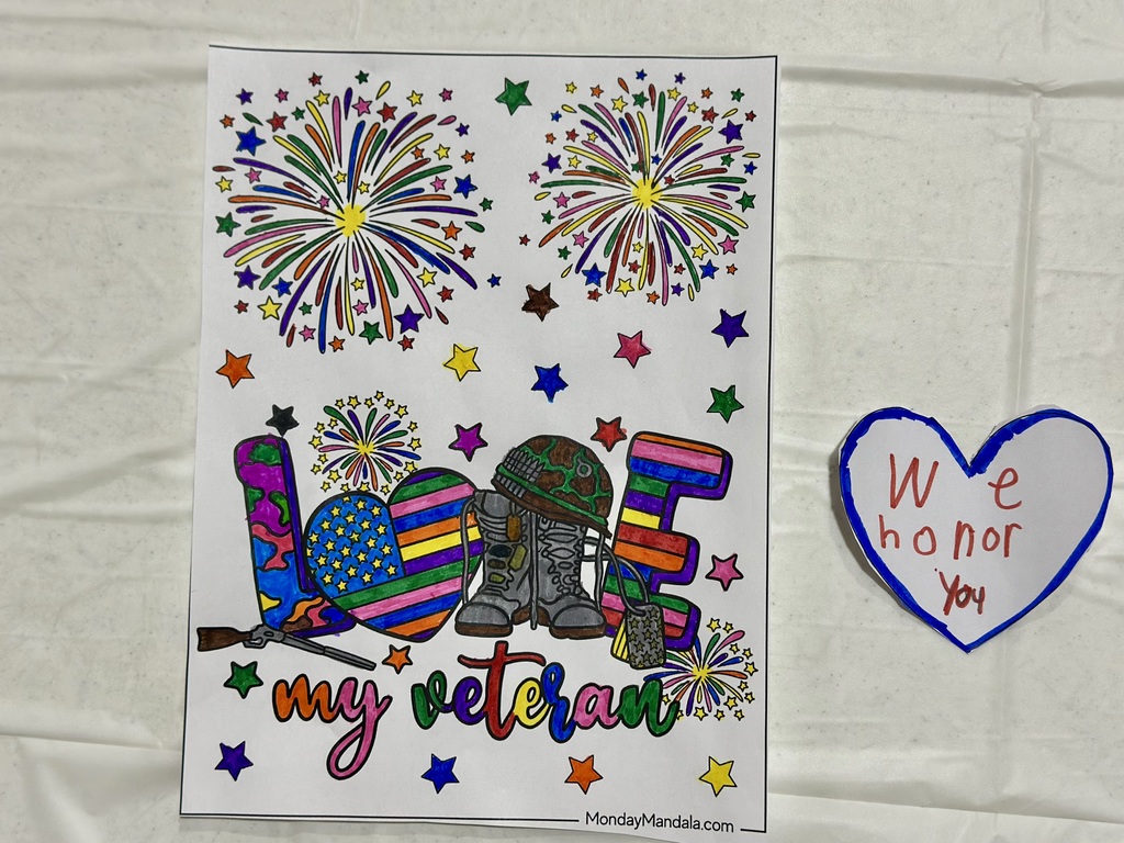 Students made greeting cards for each veteran who attended our Veterans Day ceremony.