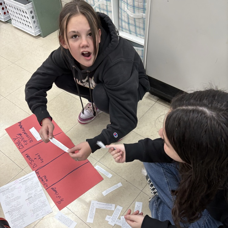 7th grade math students engaged in a collaborative activity to classify percent problems by type, including percent change, tax, and discounts. This helped them deepen their understanding of how percentages are applied in real-world situations.