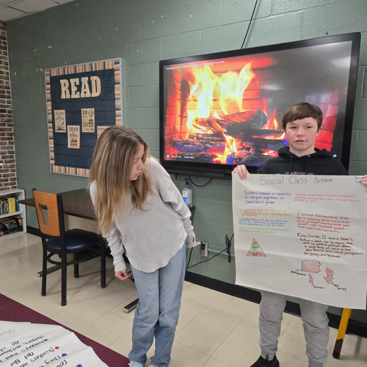 Students are learning about the middle colonies through a fur trading simulation and learning about different aspects of the Quaker life.