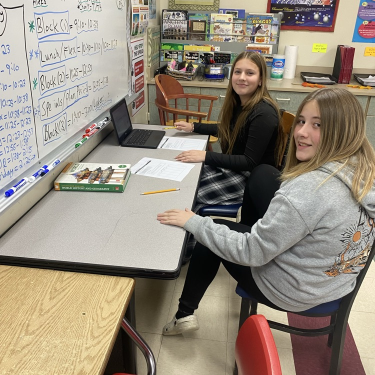 Students in Mrs. Patrick’s classroom are researching how the Paleolithic people adapted to their environment. 