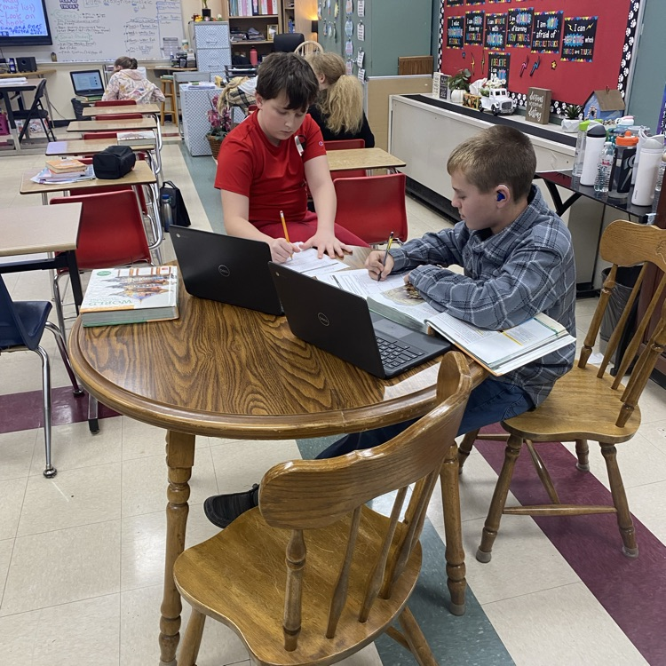 Students in Mrs. Patrick’s classroom are researching how the Paleolithic people adapted to their environment. 
