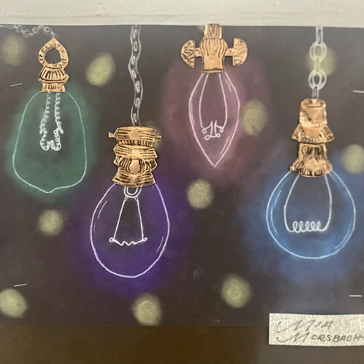 7th and 8th grade Art students creating stunning color chalk lights!