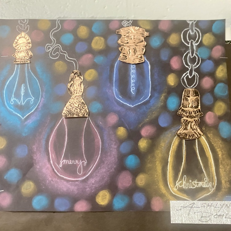 7th and 8th grade Art students creating stunning color chalk lights!