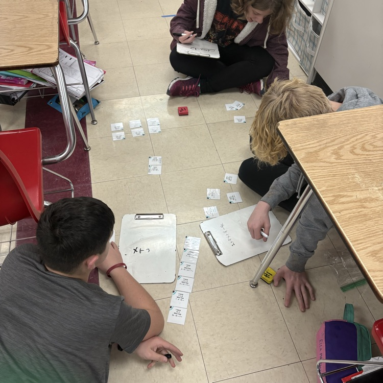 7th grade math students worked in trios using an “I Have, Who Has” activity to actively practice simplifying expressions with the distributive property and combining like terms