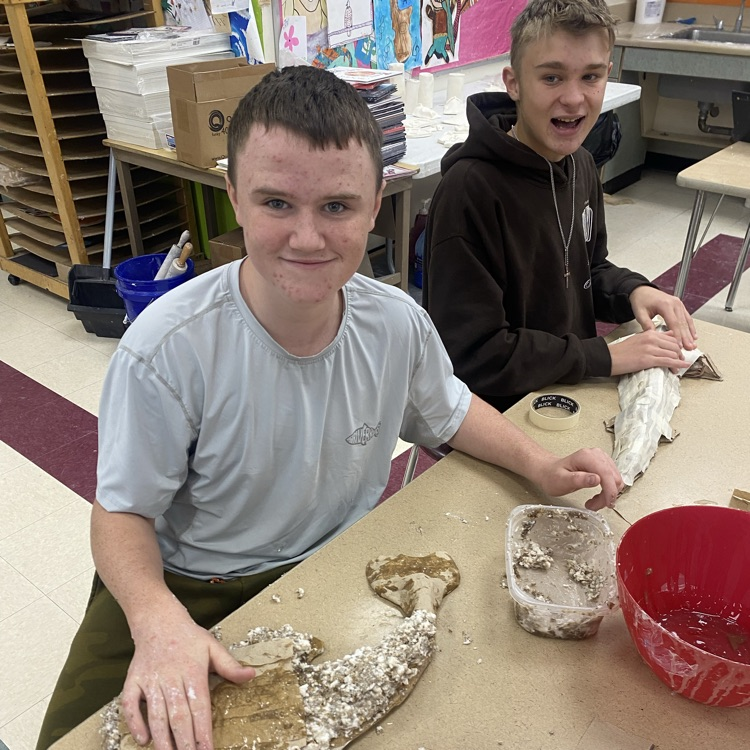 8th grade Art students working on their “Student Choice 3-D Sculpture” projects.
