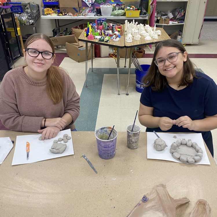 8th grade Art students working on their “Student Choice 3-D Sculpture” projects.