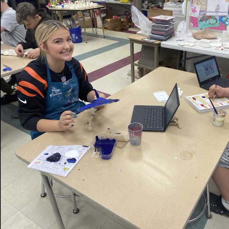 8th grade Art students working on their “Student Choice 3-D Sculpture” projects.