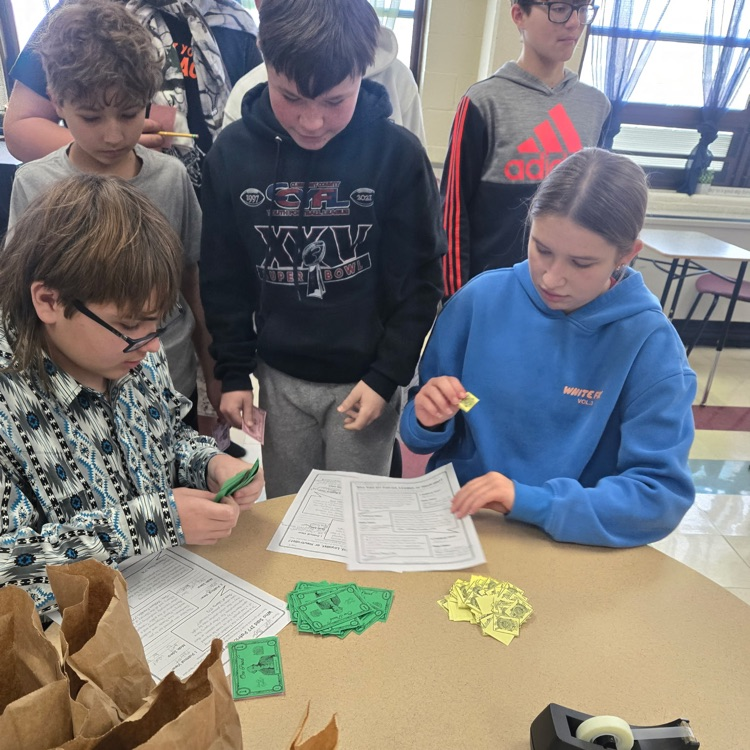 Students are learning about the road to the American Revolution.  The first stop is the Stamp Act. Students had to pay their "tax" to turn in their assignment. Students have also taken on a Colonial identity, complete with a "paying" job. 