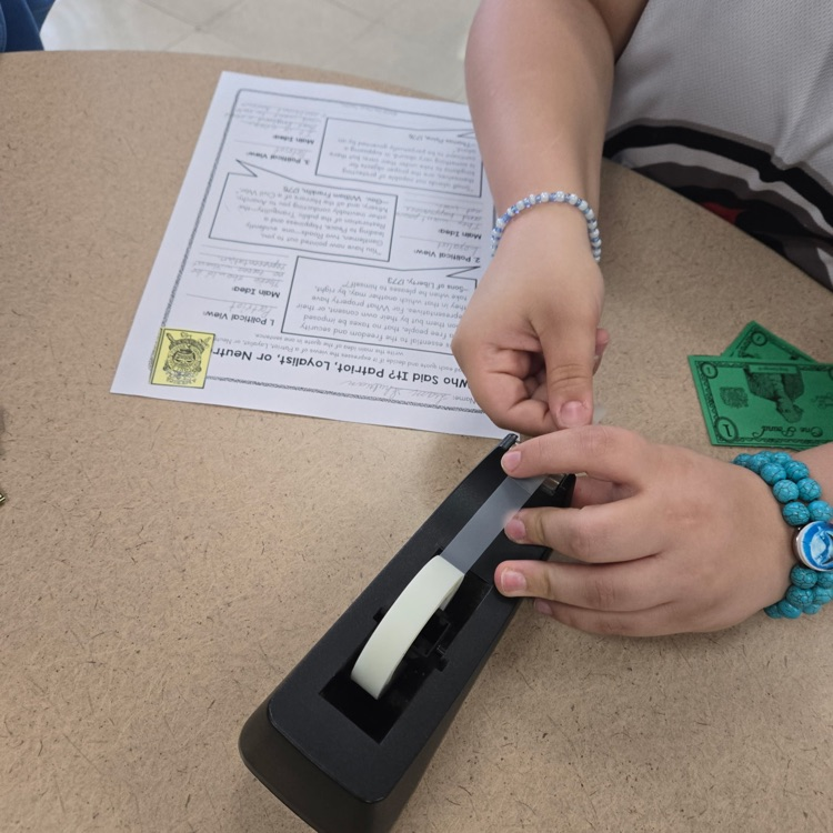 Students are learning about the road to the American Revolution.  The first stop is the Stamp Act. Students had to pay their "tax" to turn in their assignment. Students have also taken on a Colonial identity, complete with a "paying" job. 