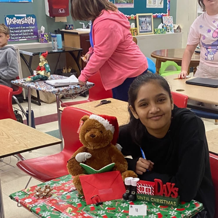 The sixth grade students enjoyed decorating their desks for Christmas. 