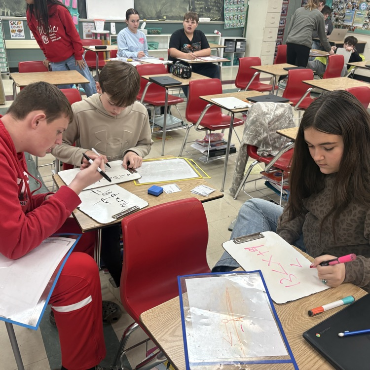 7th grade students collaborated in groups to solve and graph inequalities, choosing from multiple levels of questions to challenge their understanding.