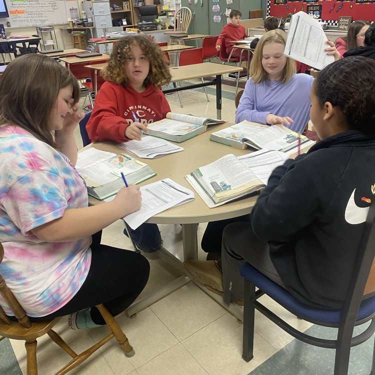 Students in Mrs. Patrick’s class worked in groups to complete a “Guided Reading” packet on the Mesopotamian Empires. 