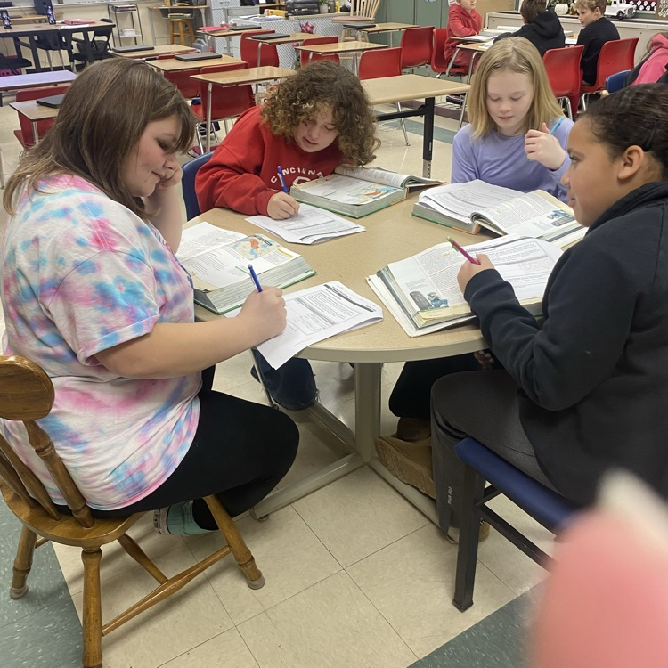 Students in Mrs. Patrick’s class worked in groups to complete a “Guided Reading” packet on the Mesopotamian Empires. 