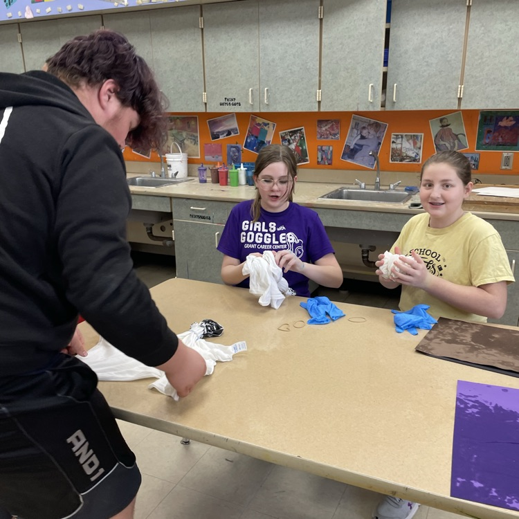 Source of Strength Peer Leaders finally have the opportunity to tie dye their new shirts.  Anticipation on how they turned out.