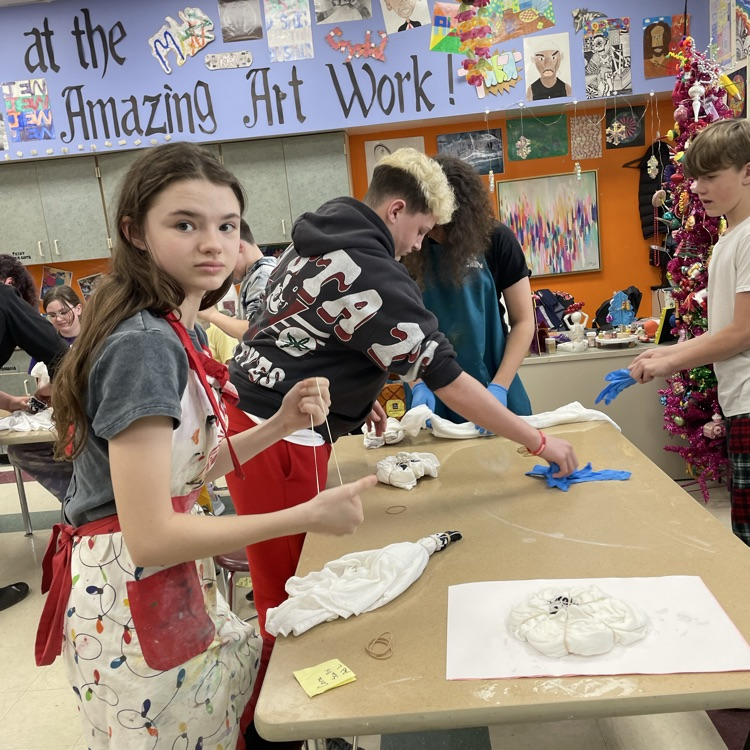 Source of Strength Peer Leaders finally have the opportunity to tie dye their new shirts.  Anticipation on how they turned out.