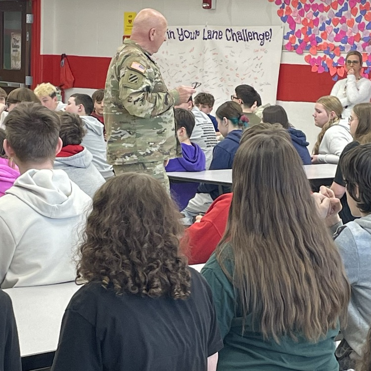 1SG Donald Eynon presented to BTMS 8th graders regarding the new JROTC Program starting next year at the high school.