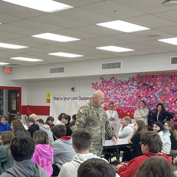 1SG Donald Eynon presented to BTMS 8th graders regarding the new JROTC Program starting next year at the high school.