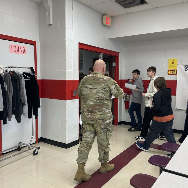 1SG Donald Eynon presented to BTMS 8th graders regarding the new JROTC Program starting next year at the high school.