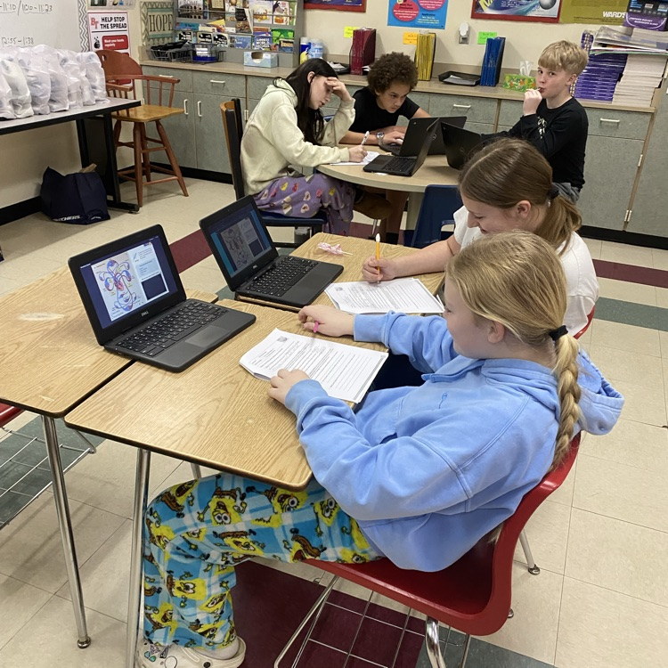 Students in Mrs. Patrick’s science class interact with a Gizmo on the circulatory system and used the Gizmo to complete a student exploration sheet. 