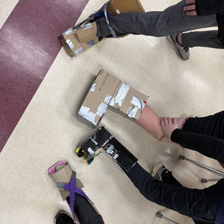 Students created and constructed ankle foot orthosis prototypes, following the design process. 