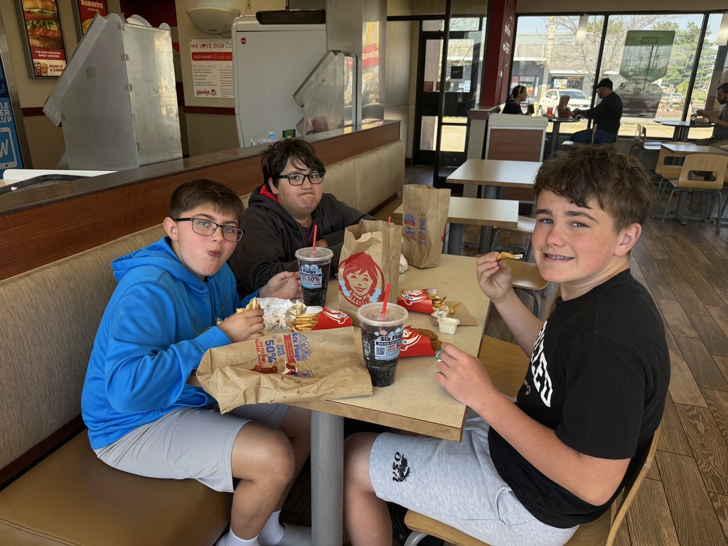 Students reaping their lunch reward for being at the top of the IXL Leaderboard for 3rd quarter.