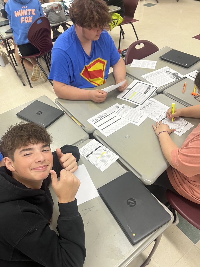 For the final day before ELA State Testing, 8th graders in Ms. Kincer’s class practiced evaluating evidence and writing thesis statements and counterarguments/rebuttals by working together to solve the mystery of who stole the garden gnome! 🕵️