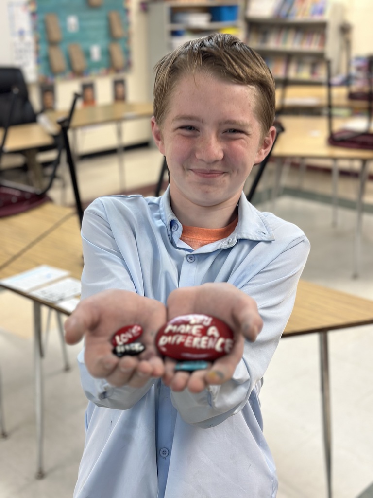 As part of their KINDNESS CHALLENGE while reading The Ultimate Gift, students painted kindness rocks to hide around the Burke Park and walking path in Bethel. 