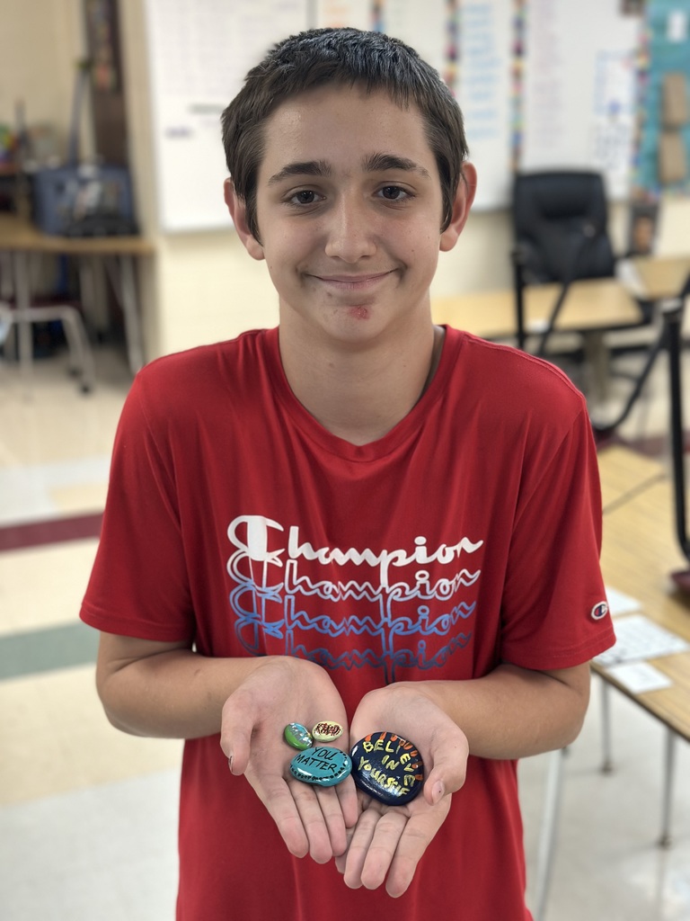 As part of their KINDNESS CHALLENGE while reading The Ultimate Gift, students painted kindness rocks to hide around the Burke Park and walking path in Bethel. 