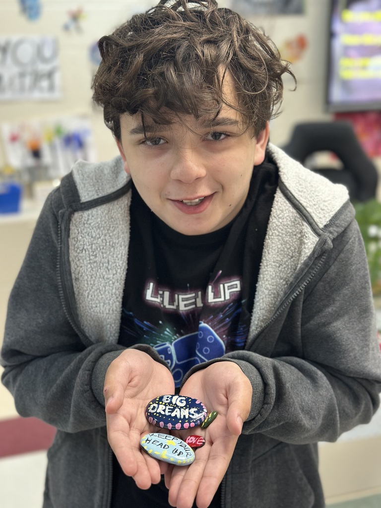 As part of their KINDNESS CHALLENGE while reading The Ultimate Gift, students painted kindness rocks to hide around the Burke Park and walking path in Bethel. 