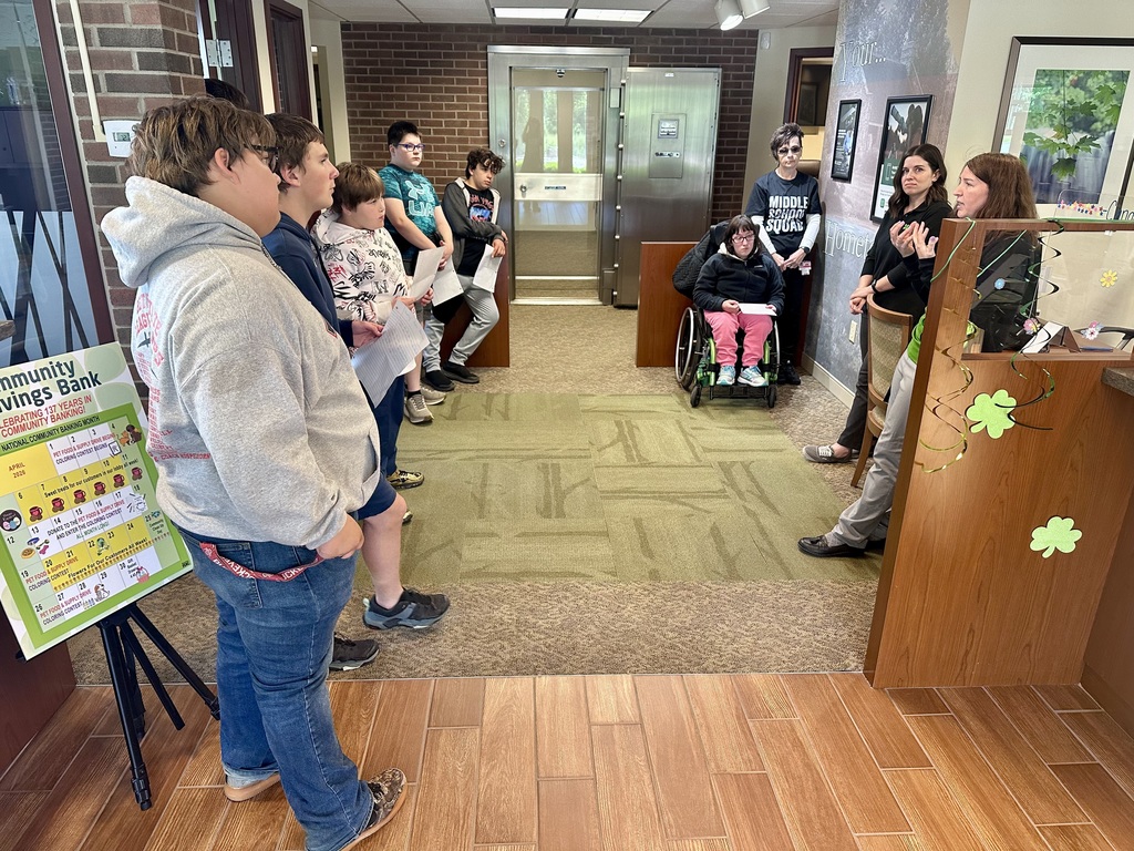 After doing a financial literacy unit, students went to Community Savings Bank to learn about savings and checking accounts, credit and debit cards, loans, budgets, interest and more. Students received a special gift bag and a t-shirt. Special thanks to Candace and Cortney for hosting! 