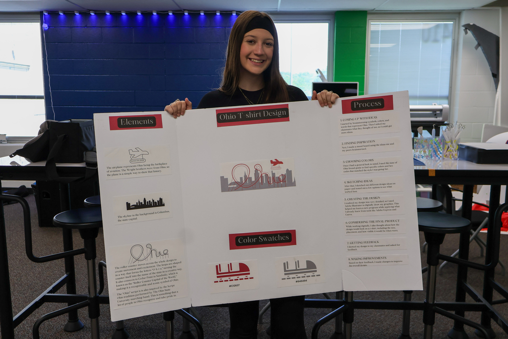 Student with her project