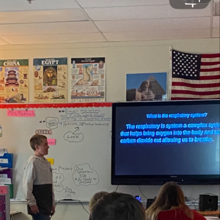 Students in Mrs. Patrick’s class were assigned a body system to research and present to their classmates through Google Slides. 