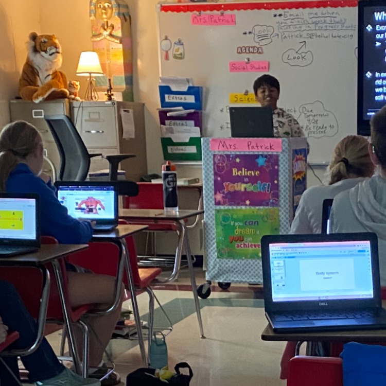 Students in Mrs. Patrick’s class were assigned a body system to research and present to their classmates through Google Slides. 