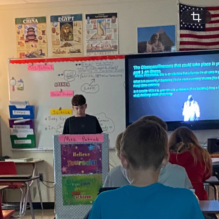 Students in Mrs. Patrick’s class were assigned a body system to research and present to their classmates through Google Slides. 