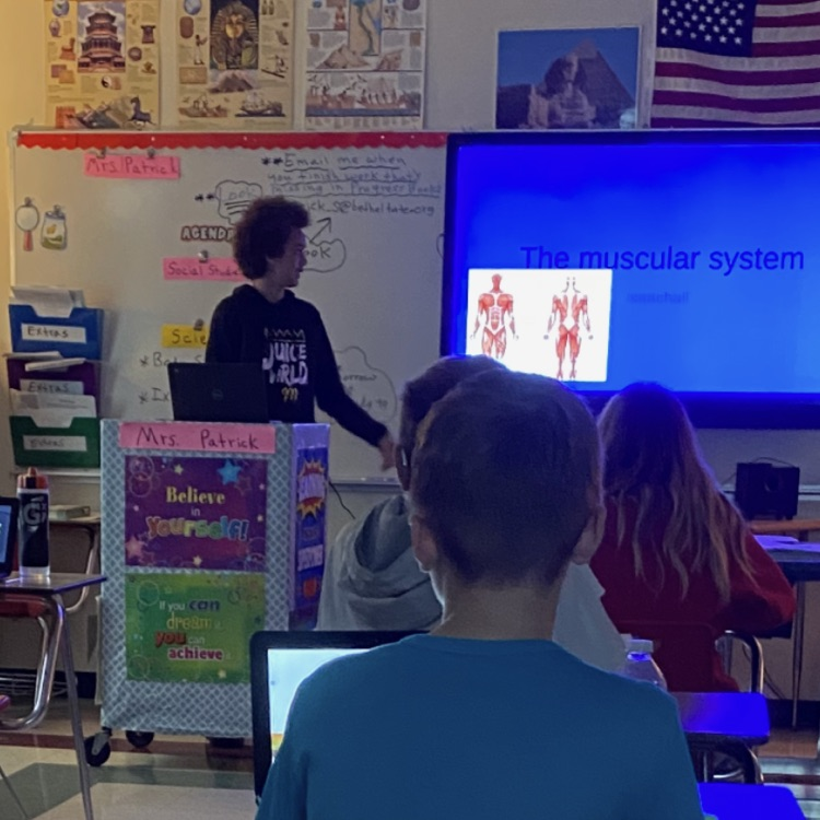 Students in Mrs. Patrick’s class were assigned a body system to research and present to their classmates through Google Slides. 