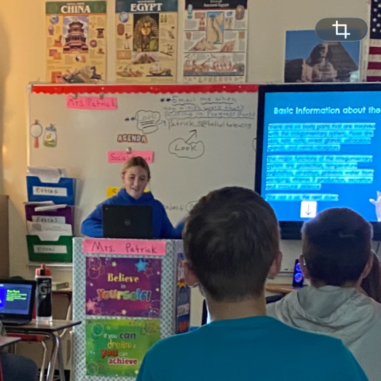 Students in Mrs. Patrick’s class were assigned a body system to research and present to their classmates through Google Slides. 