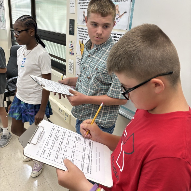 7th graders worked together on a scavenger hunt to find important places around the room and learn where everything is located!
