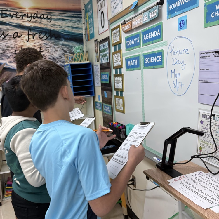 7th graders worked together on a scavenger hunt to find important places around the room and learn where everything is located!
