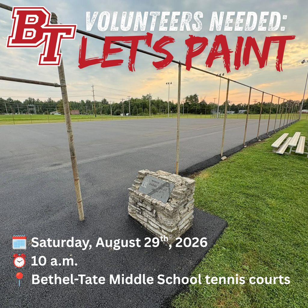 graphic advertising volunteer opportunity for painting with an image of a tennis court under repair filling the graphic